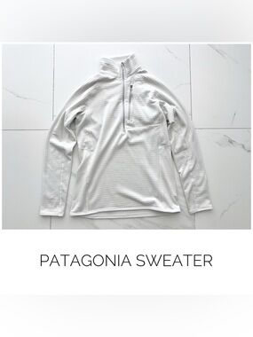 Patagonia jacket size Small R1 fleece pullover white grey waffle